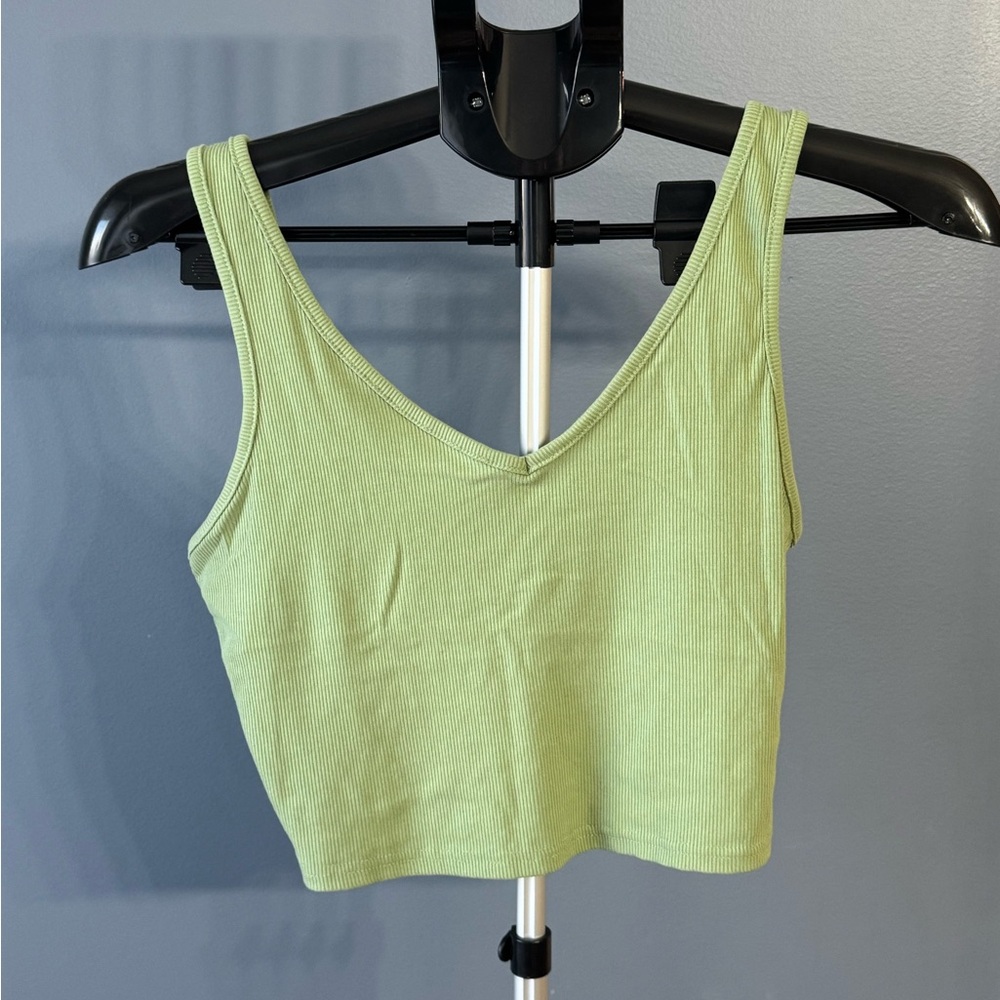 Green Ribbed Tank Top